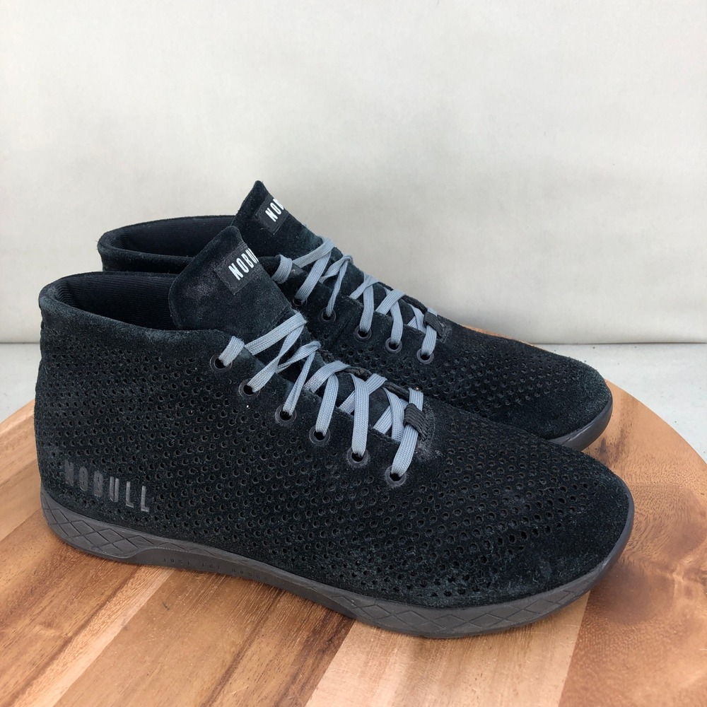 NOBULL Black Perforated Suede Mid Trainer Shoes Mens 12 Gym Workout Training
